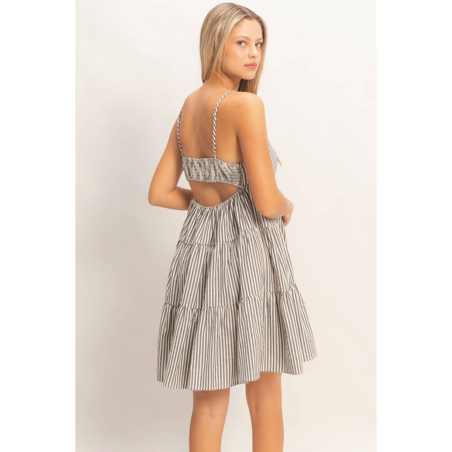 Striped Sleeveless A-Line Dress