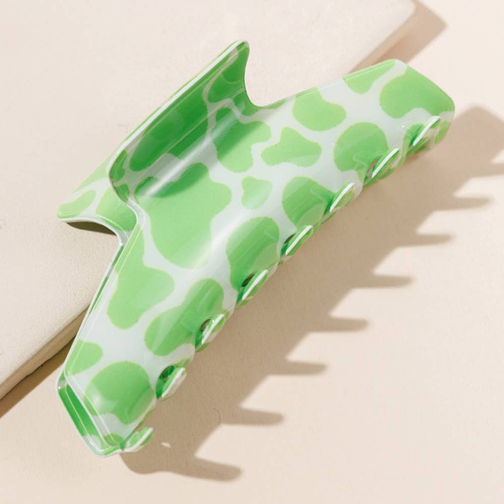 Animal Pattern Hair Claw Clip: Green