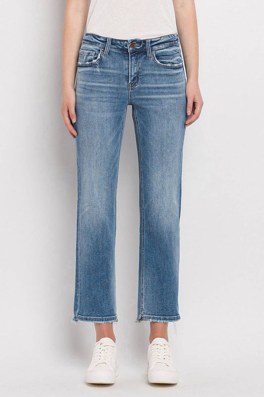 FLYING MONKEY MID RISE CROP STRAIGHT JEANS