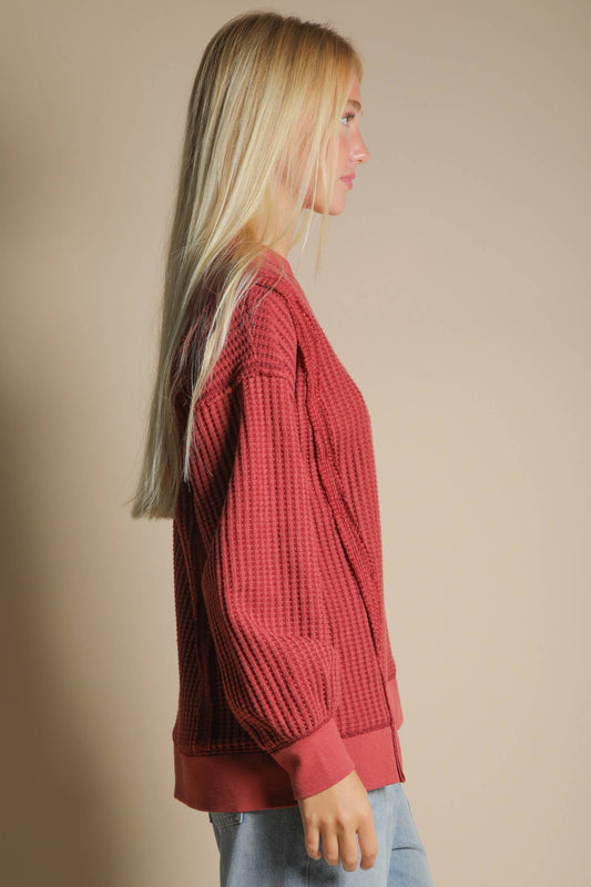 Oversized Waffle Knit Top