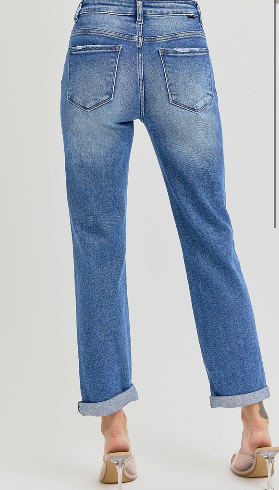 PLUS RISEN HIGH RISE CROP GIRLFRIEND ROLL UP JEANS