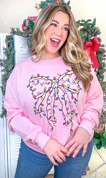 Christmas Bow with Lights Graphic Sweatshirt