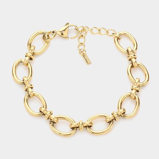 18K Gold Dipped Stainless Steel Premium Handmade Chain Link : Yellow Gold