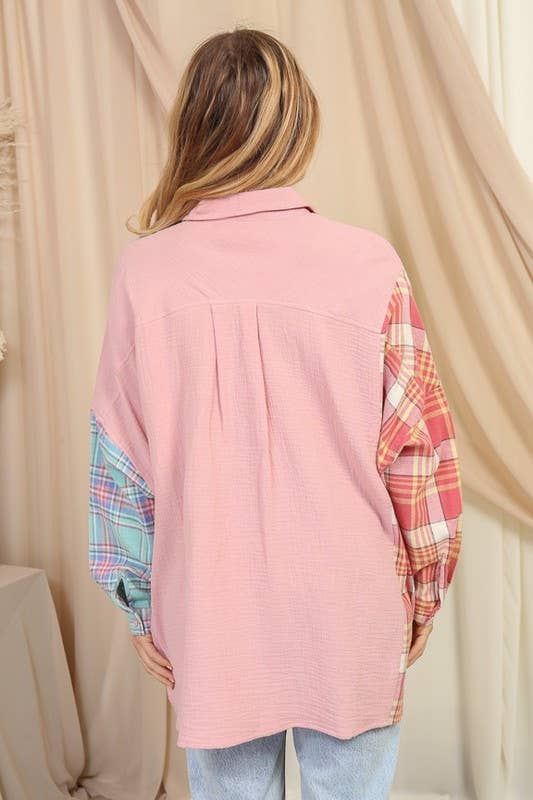 Multi Plaid Flannel Button Down