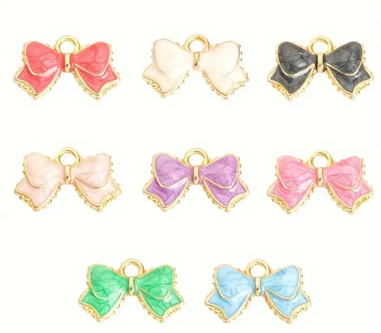 TCB Assorted Watercolor Gold Bows Charm