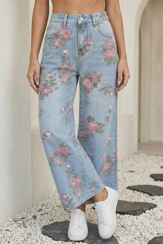 MDB Collection Floral Print Crop Jeans