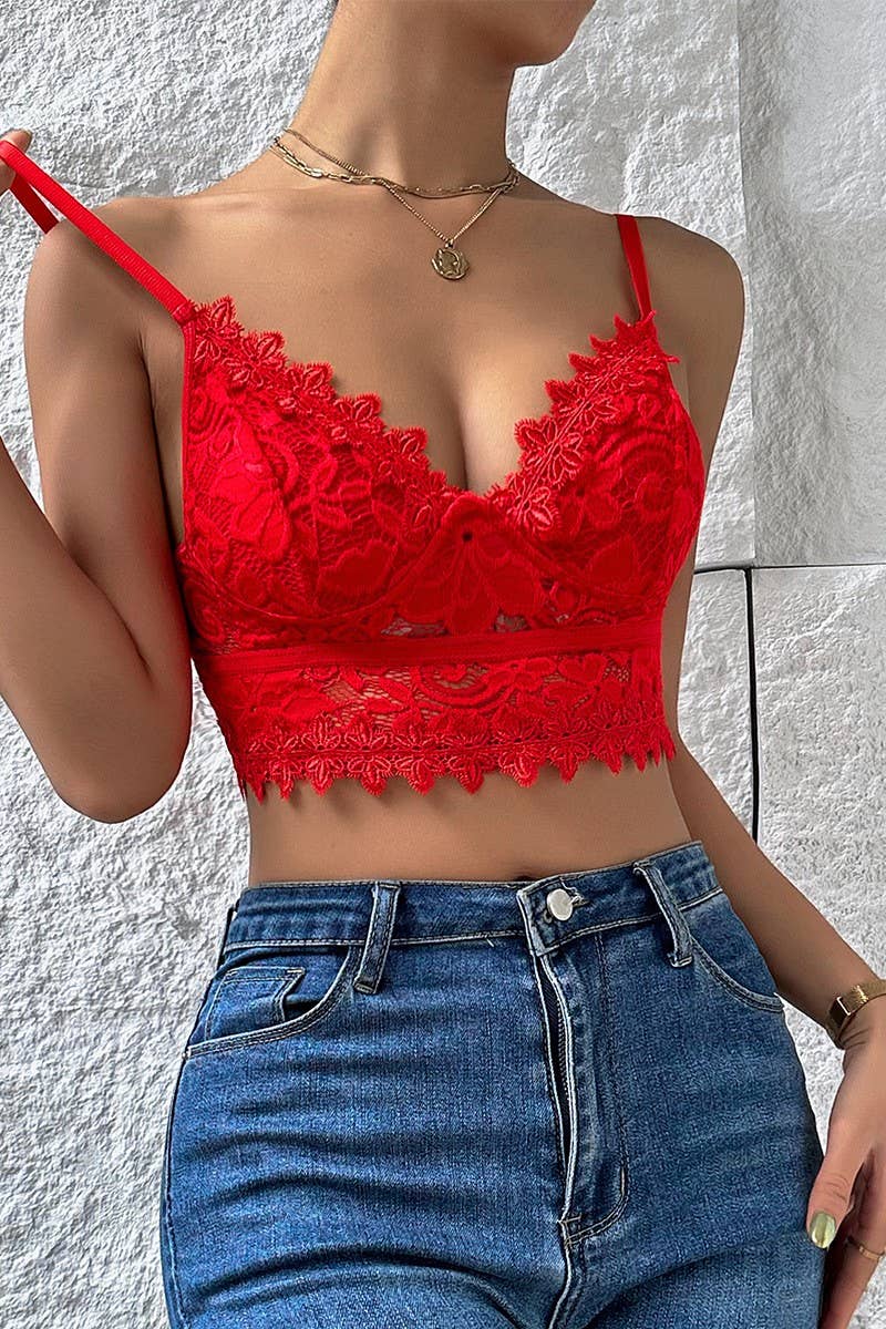 DEEP V-NECK  LACE BRALETTE