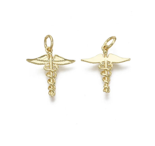 TCB Gold Caduceus Charm