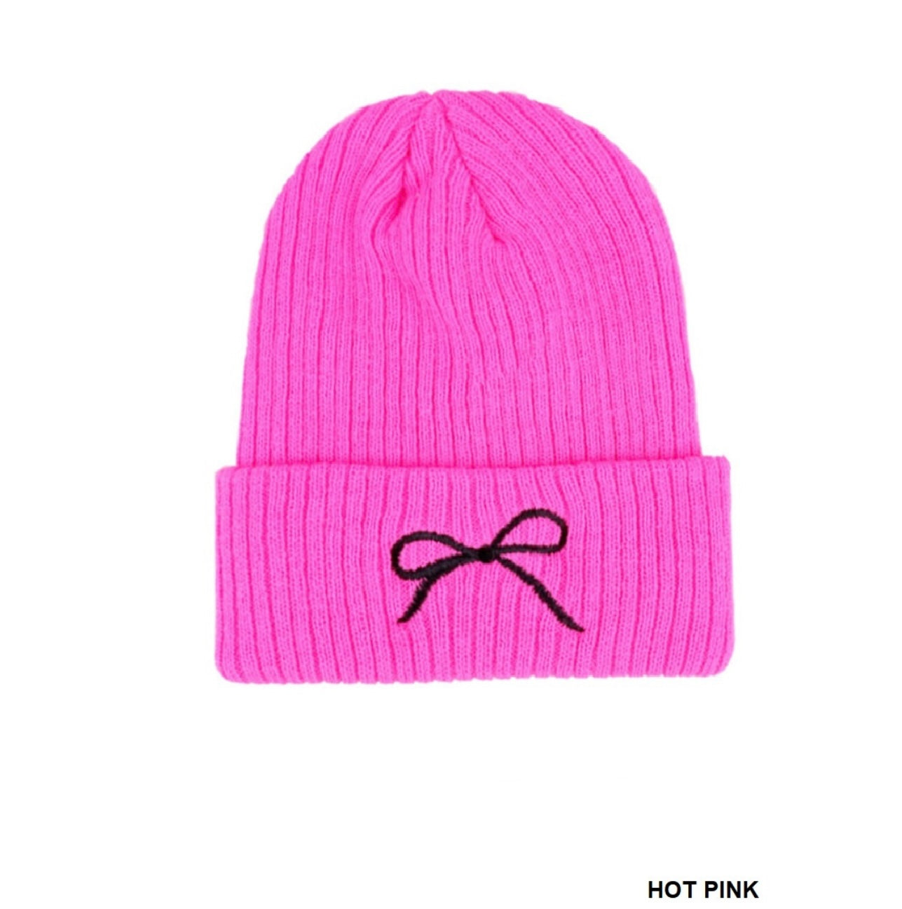COQUETTE BOW EMBROIDERED KNITTED BEANIE