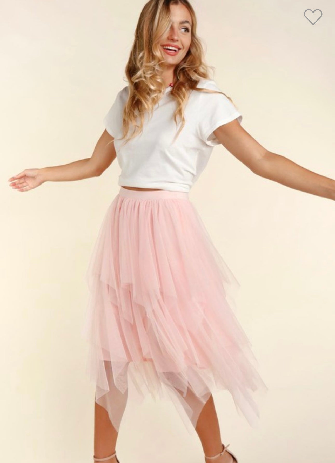 Asymmetrical Tiered Tulle Midi Skirt