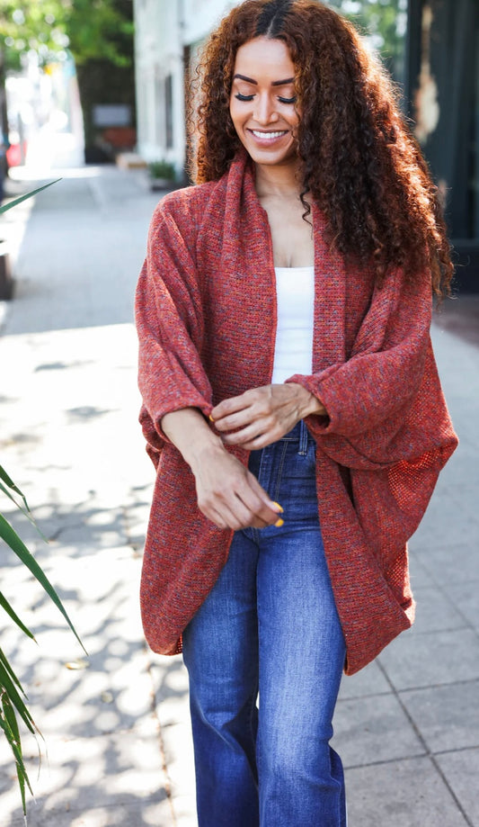 Rust Marbled Thick Cardigan