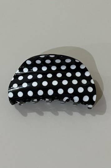 JUMBO POLKA DOT HAIR CLAW CLIPS | White