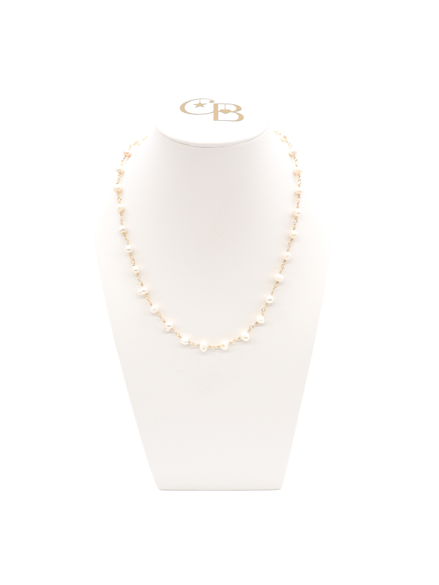 TCB Gold Beth Pearl Charm Necklace