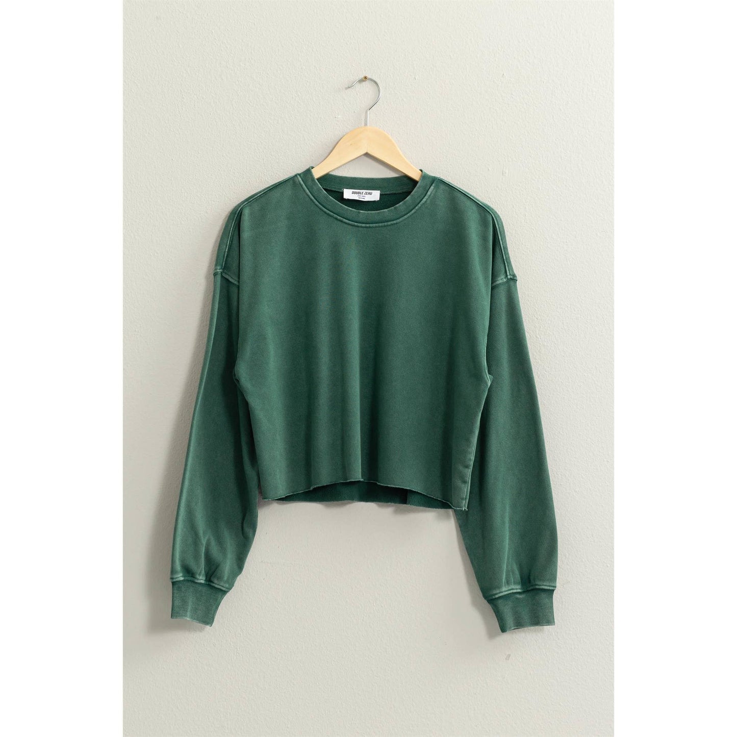 CROPPED CREWNECK SWEATSHIRT WITH RAW HEM