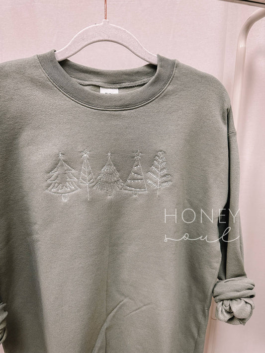 Embroidered Christmas Tree Sweatshirt