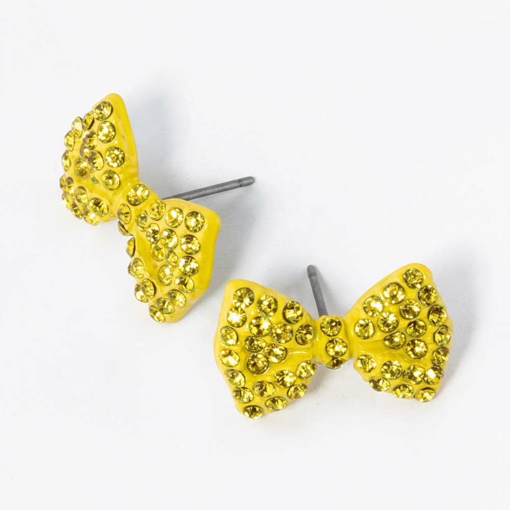 Crystal Rhinestone Bow Stud Earrings: Light,Siam