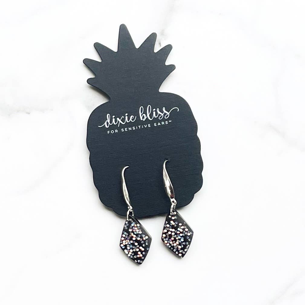 Glitz Girl Black Acrylic Dangle Earrings