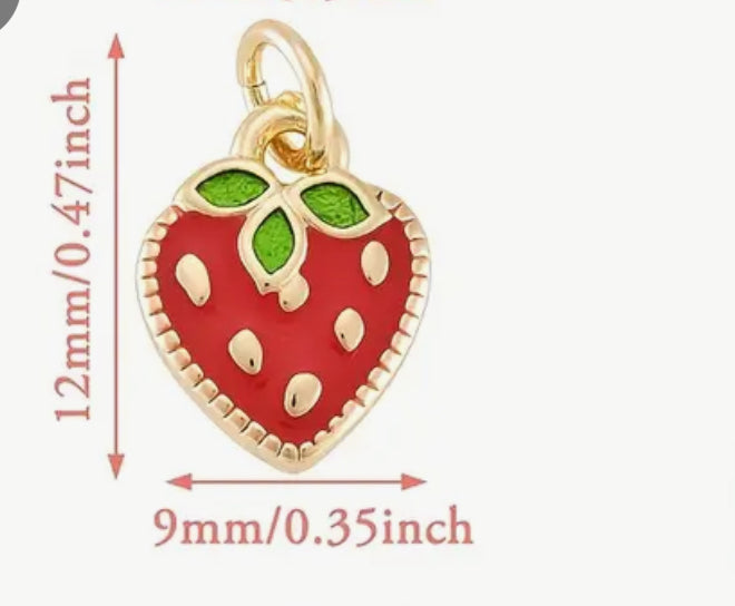 TCB Enamel Strawberry Charms