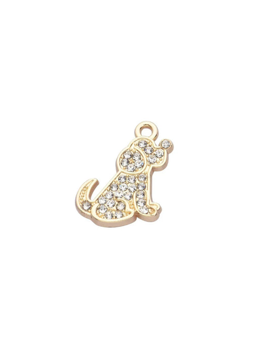 TCB Gold Rhinestone Doggy Charm