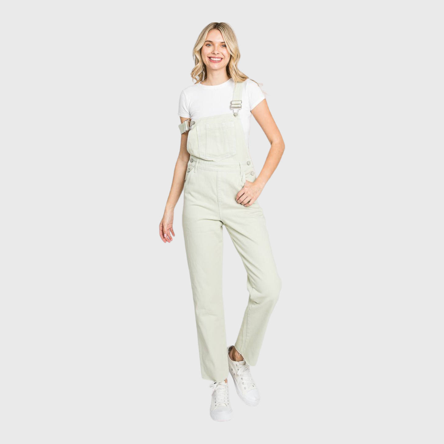 LT-OLIVE STRAIGHT LEG OVERALLS