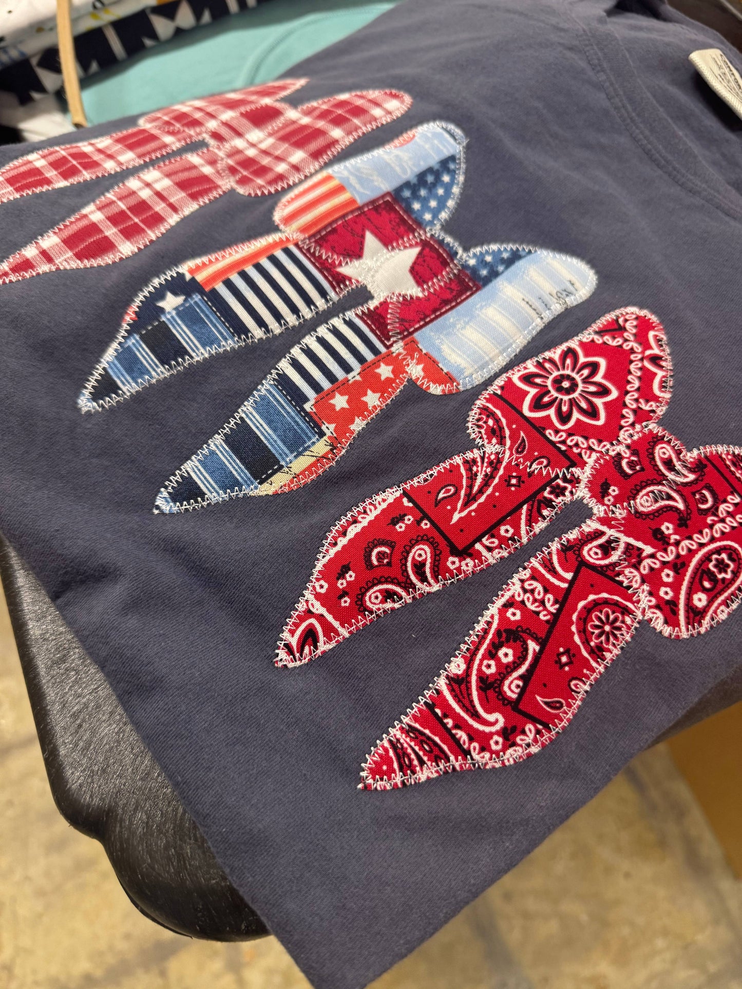 Patriotic Bow Coquette USA Embroidered Patch Tee