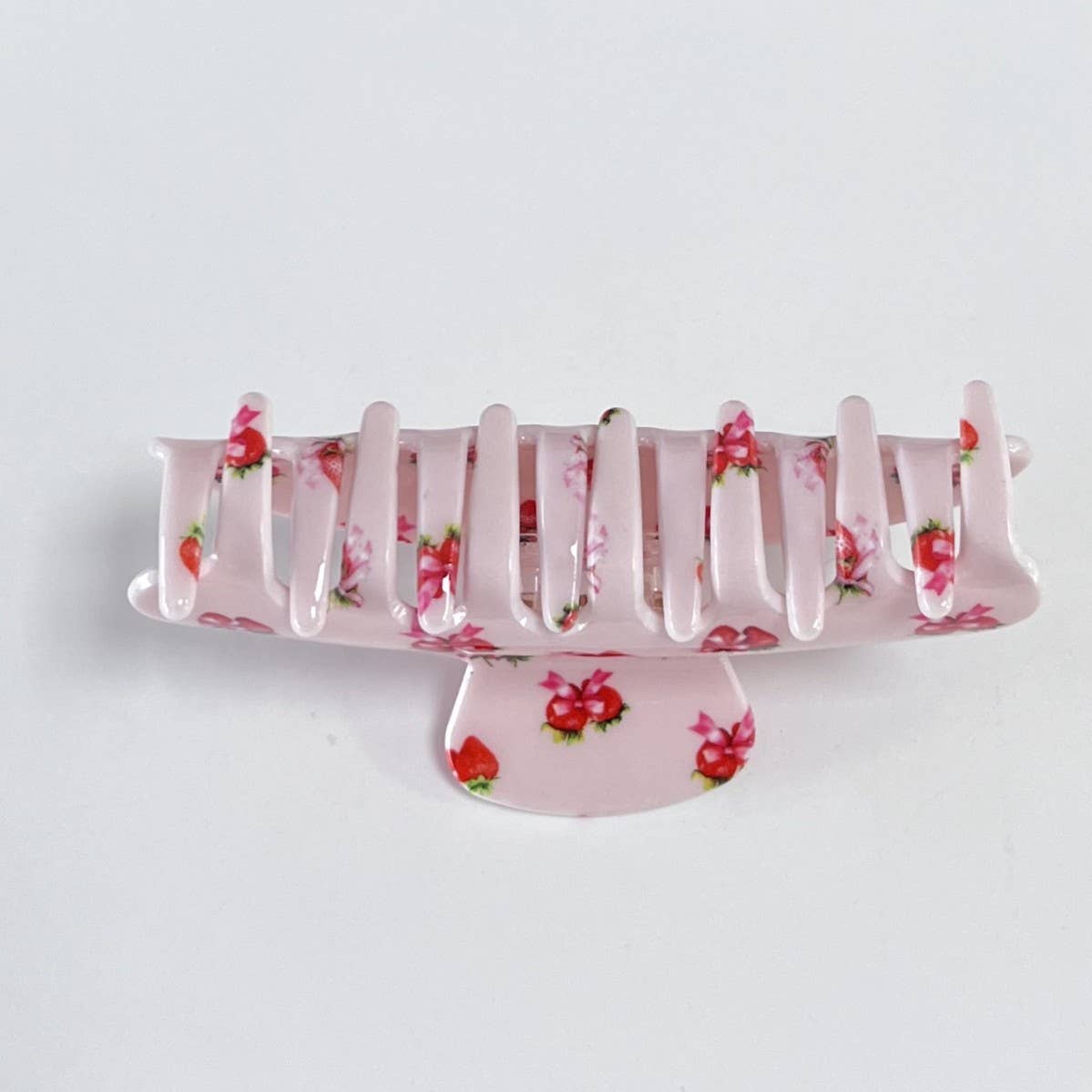 Bow Strawberry Print Hair Claw Fr