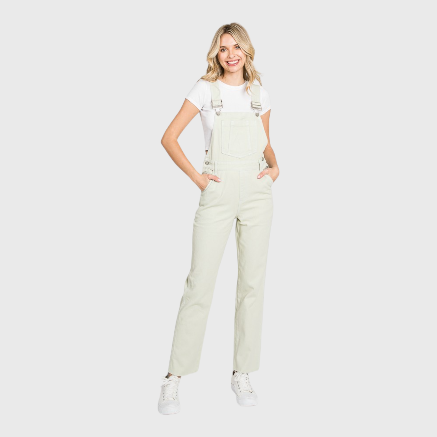 LT-OLIVE STRAIGHT LEG OVERALLS