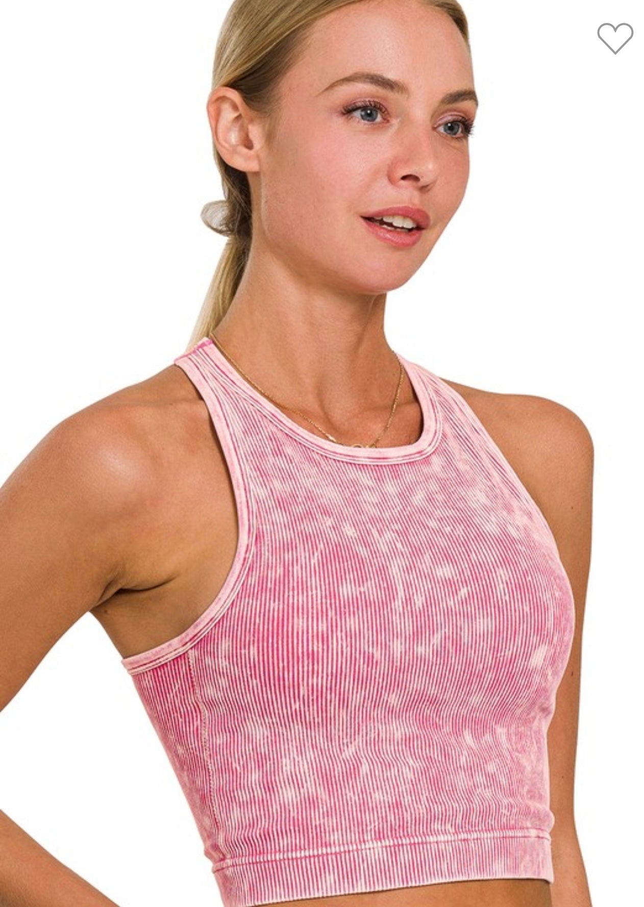 Acid Wash Ribbed Seamless Razorback Tank