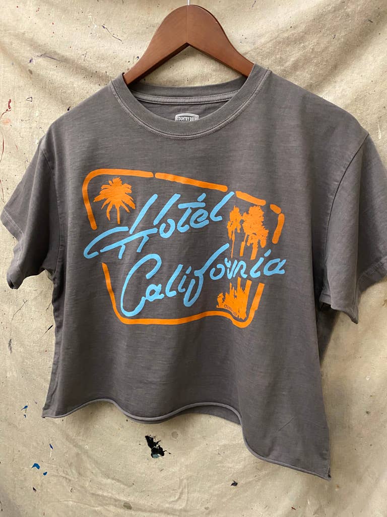 Hotel California Vintage Relaxed Crop T-shirt Charcoal