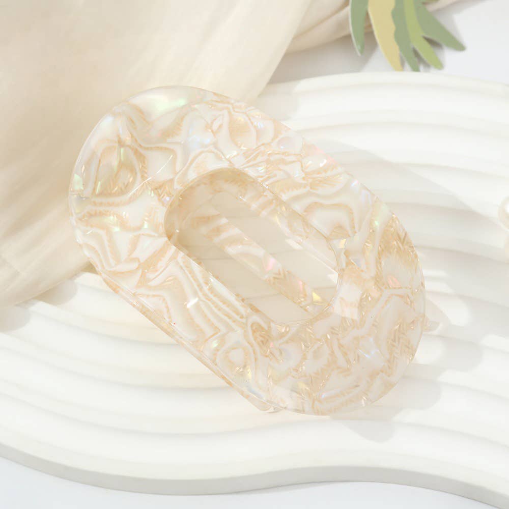 Elegant Tortoiseshell & Marble Textured Oval Hair Claw Clip