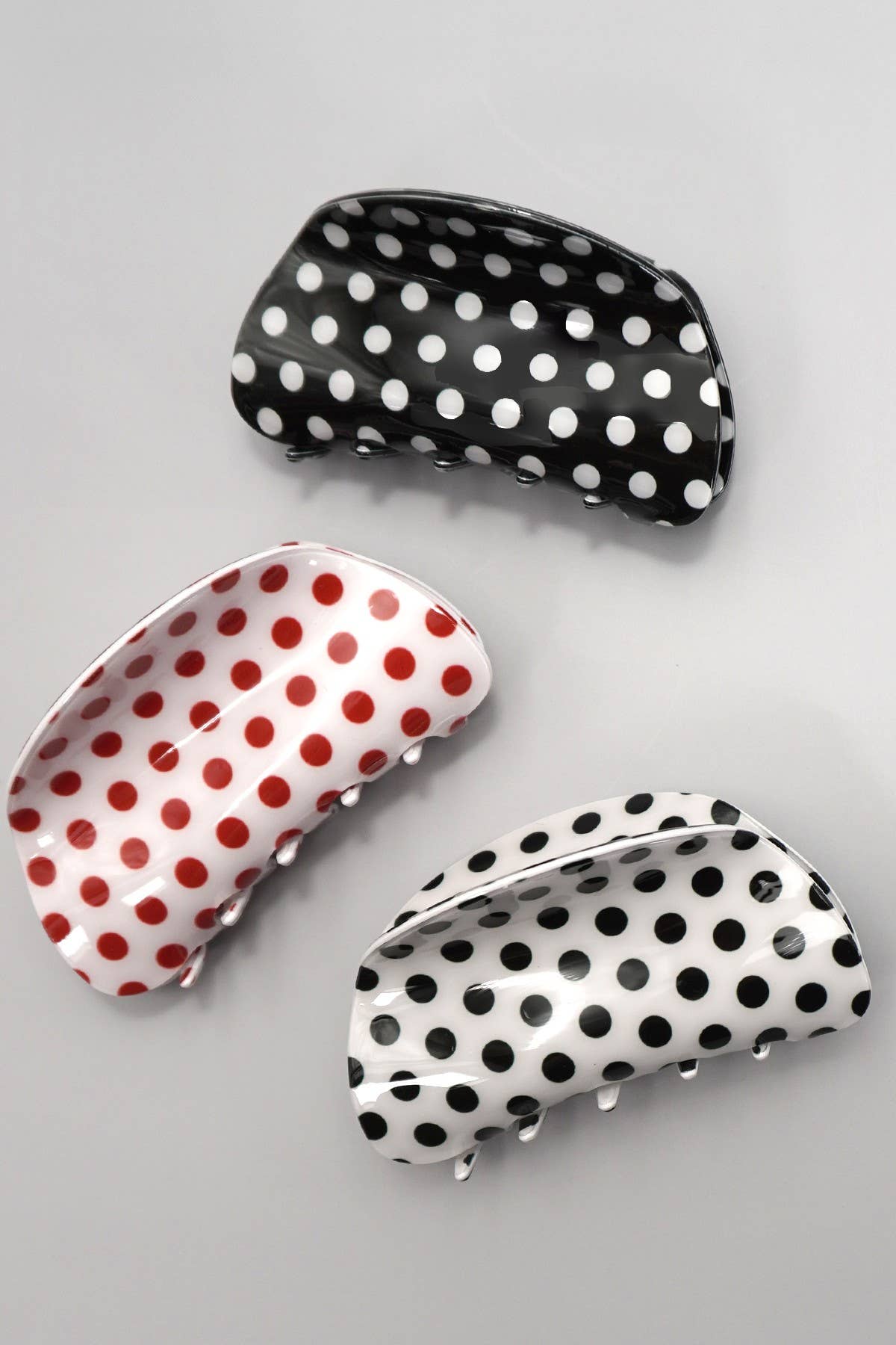 JUMBO POLKA DOT HAIR CLAW CLIPS | White