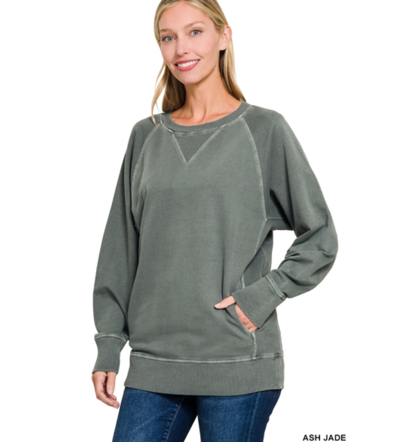 Pigment Dyed French Terry Pullover With Pockets