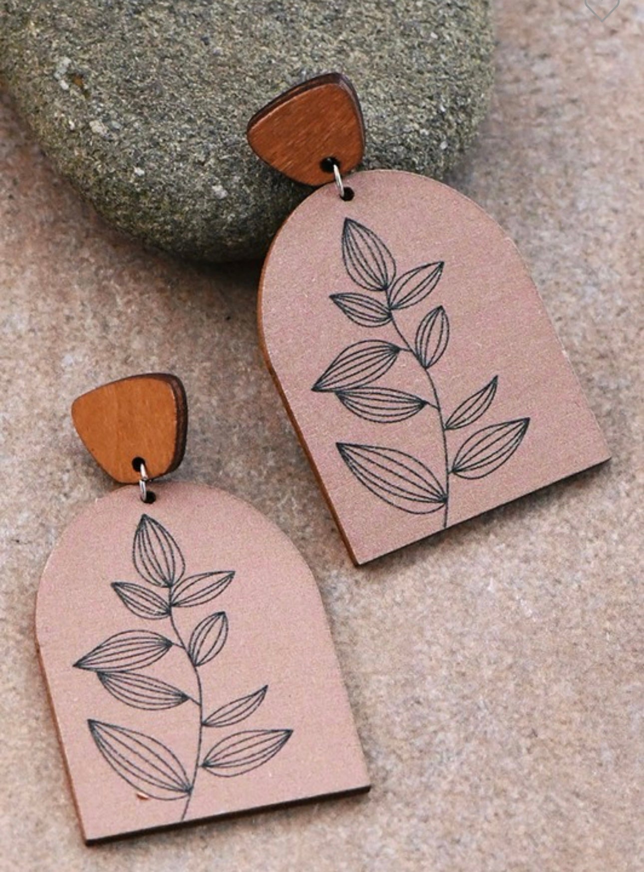 Painted Leaves Wood Earrings