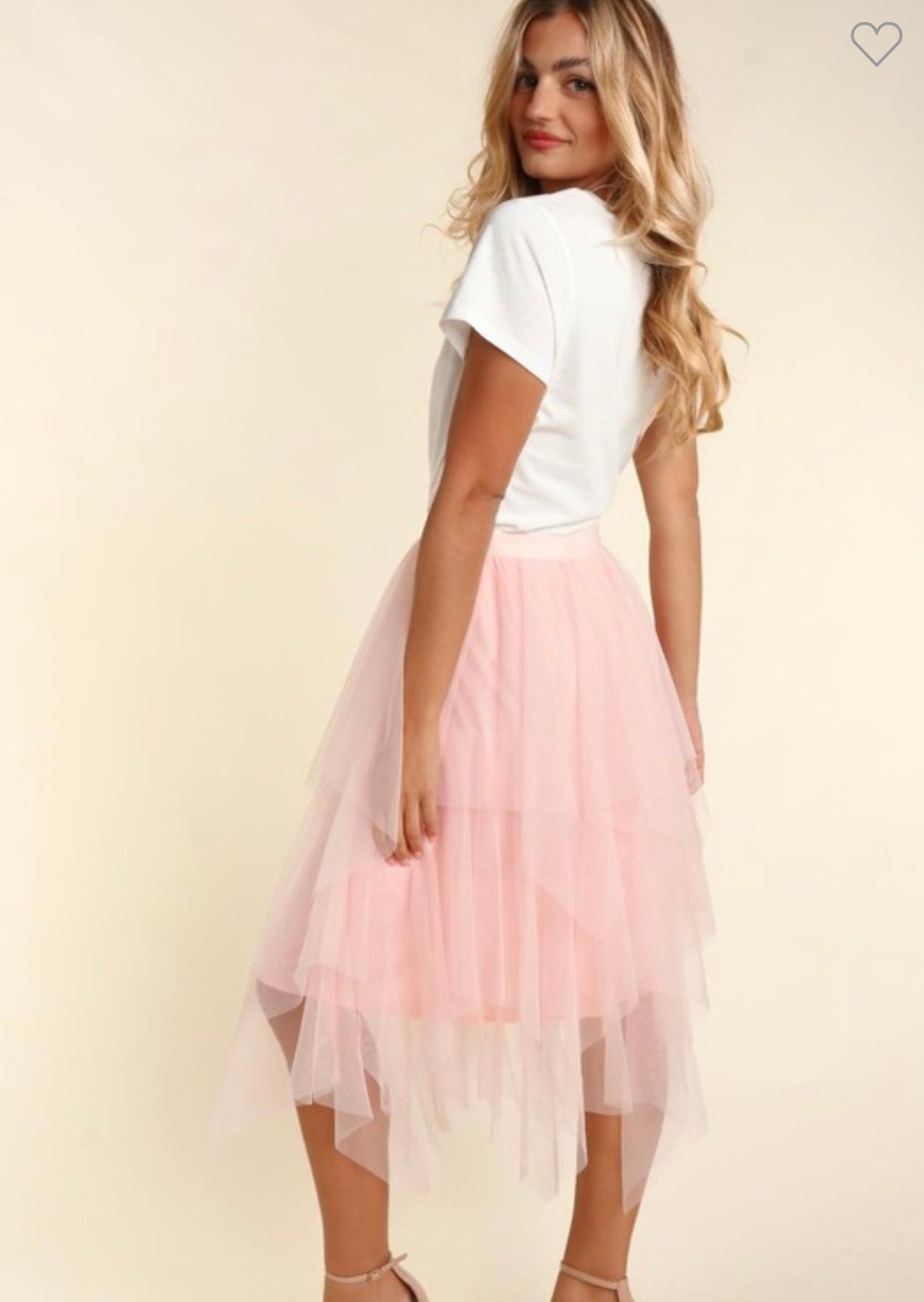 Asymmetrical Tiered Tulle Midi Skirt