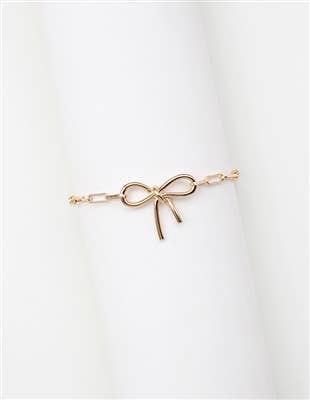 Gold Bow on Chain 7.5"-8" Bracelet