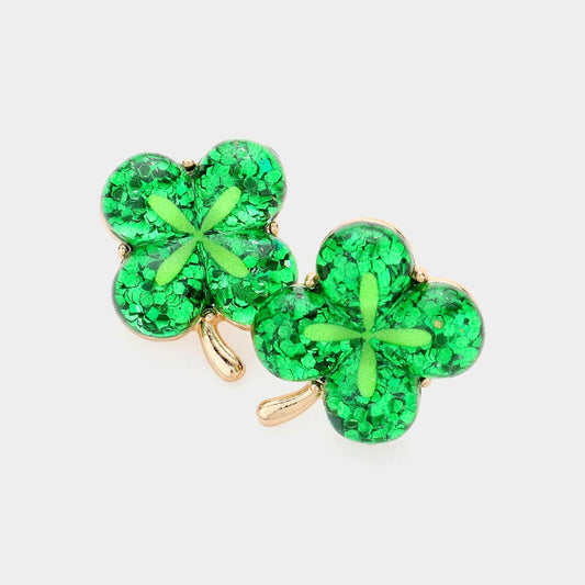 St Patricks Day Clover Stud Earrings