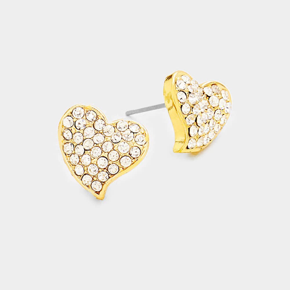 Crystal Rhinestone Pave Heart Stud