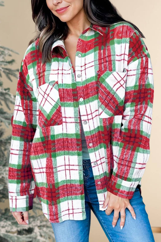 Christmas Plaid Long Sleeve Shacket