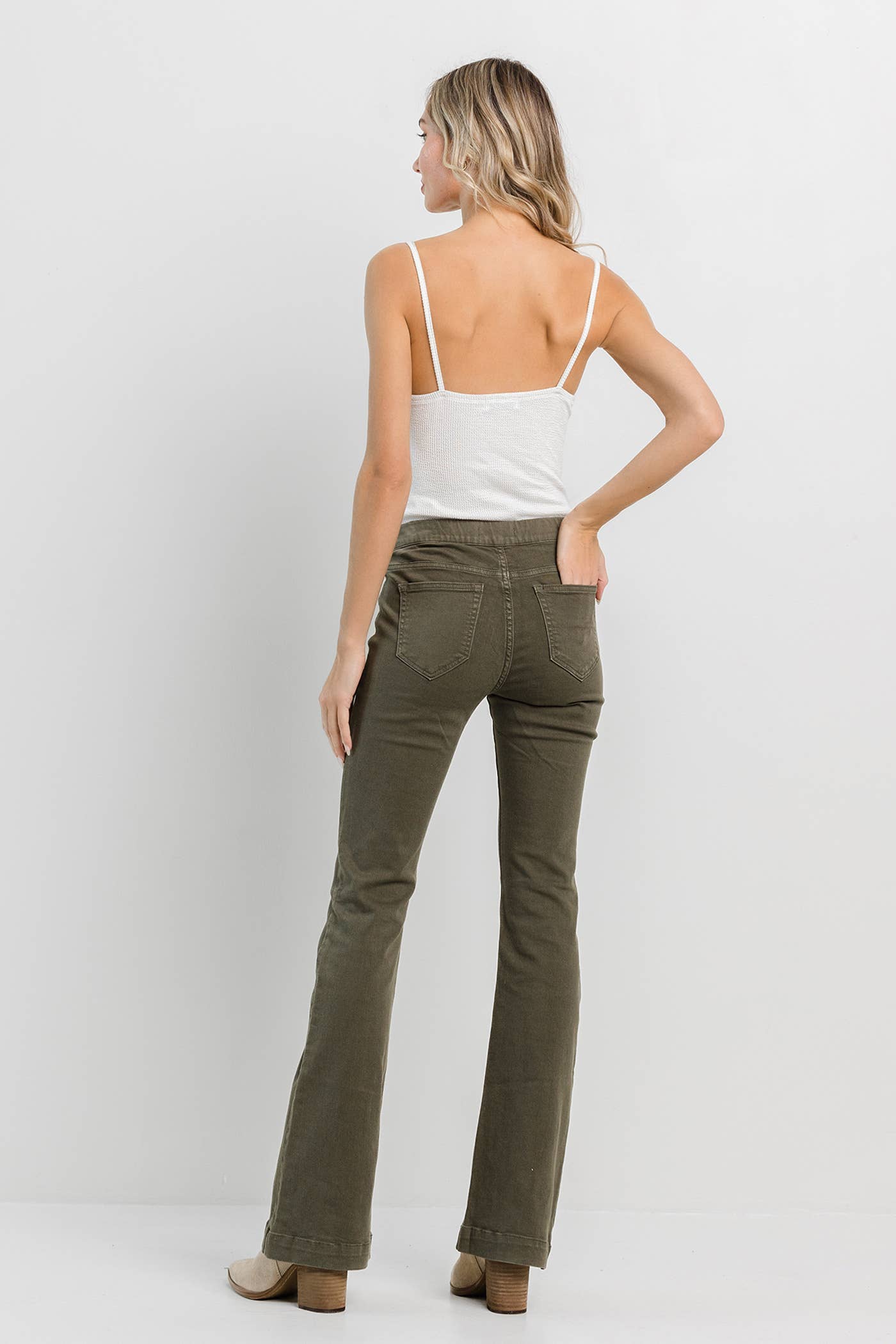 Jelly Jeans Olive Pull On Flare: Olive