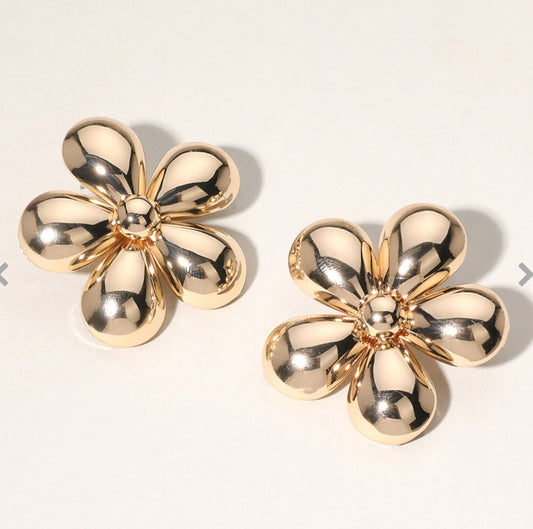 Metal Flower Stud Earrings