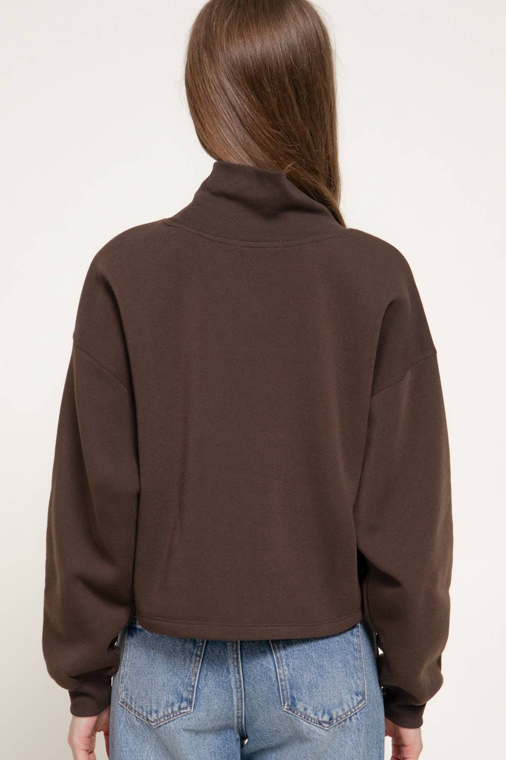 Ribbed Mock Neck Inner Brushed Sweatshirt