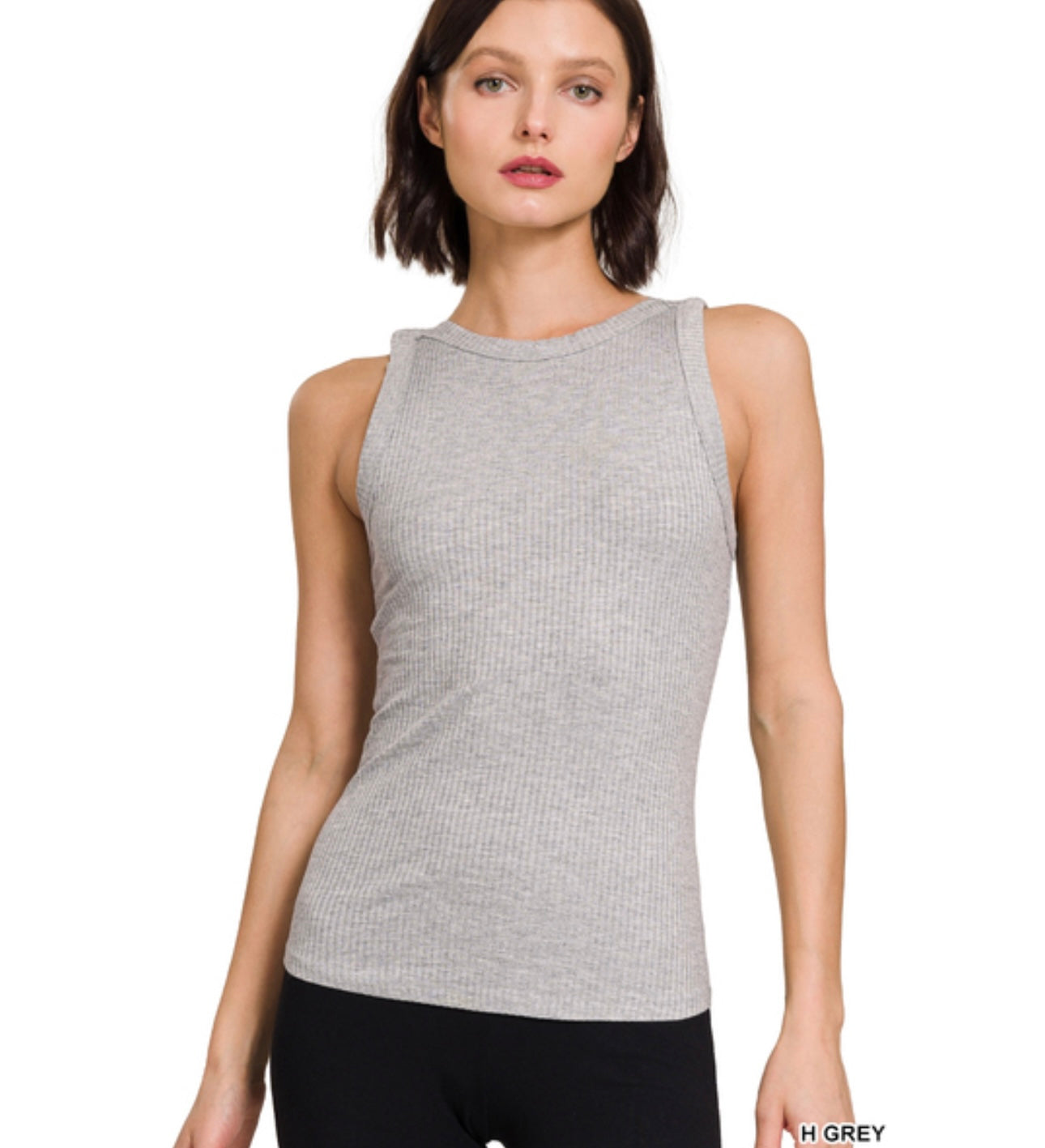 Soft Ribbed Tight Crew Neck Tank