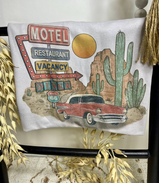 Route 66 Retro Jerzee Silver Graphic Tee