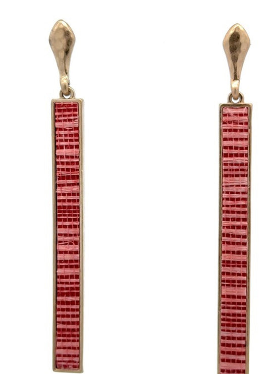 Red and Gold Bar Drop Earrings