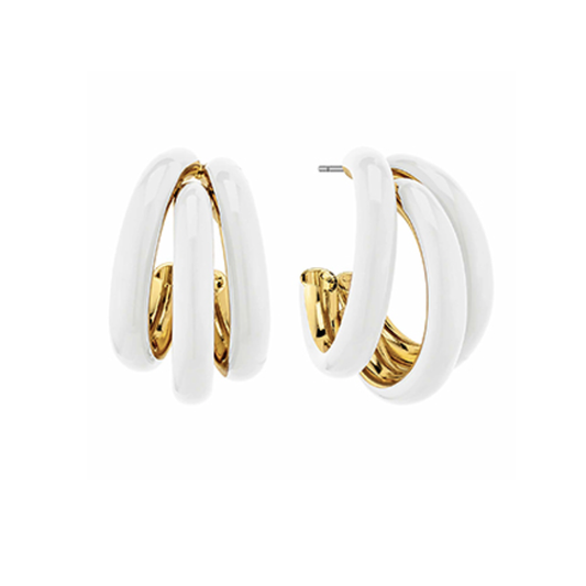 Petite White Tri-Hoop Earrings