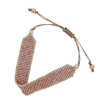 Rose Gold Seed Bead Thin Pull String Bracelet