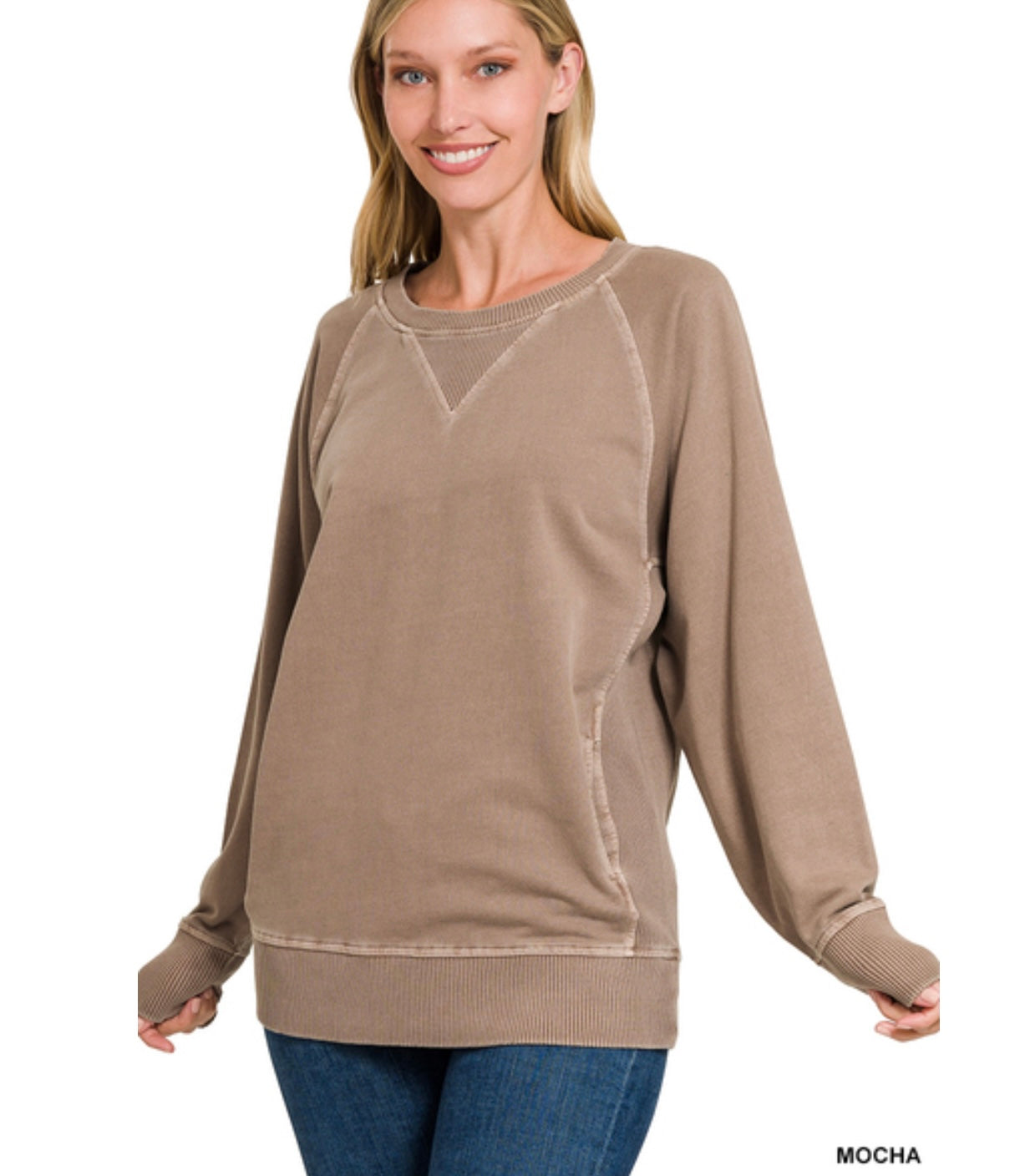 Pigment Dyed French Terry Pullover With Pockets