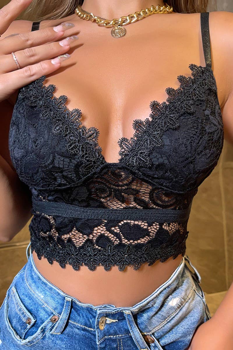 DEEP V-NECK  LACE BRALETTE