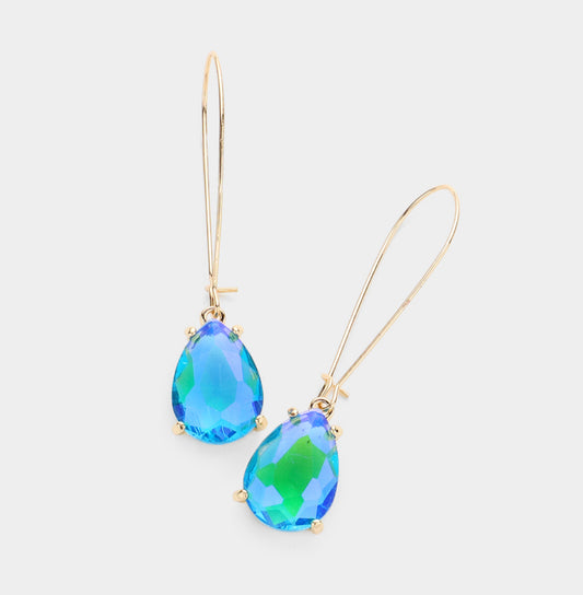 Teardrop Stone Dangle Evening Earrings