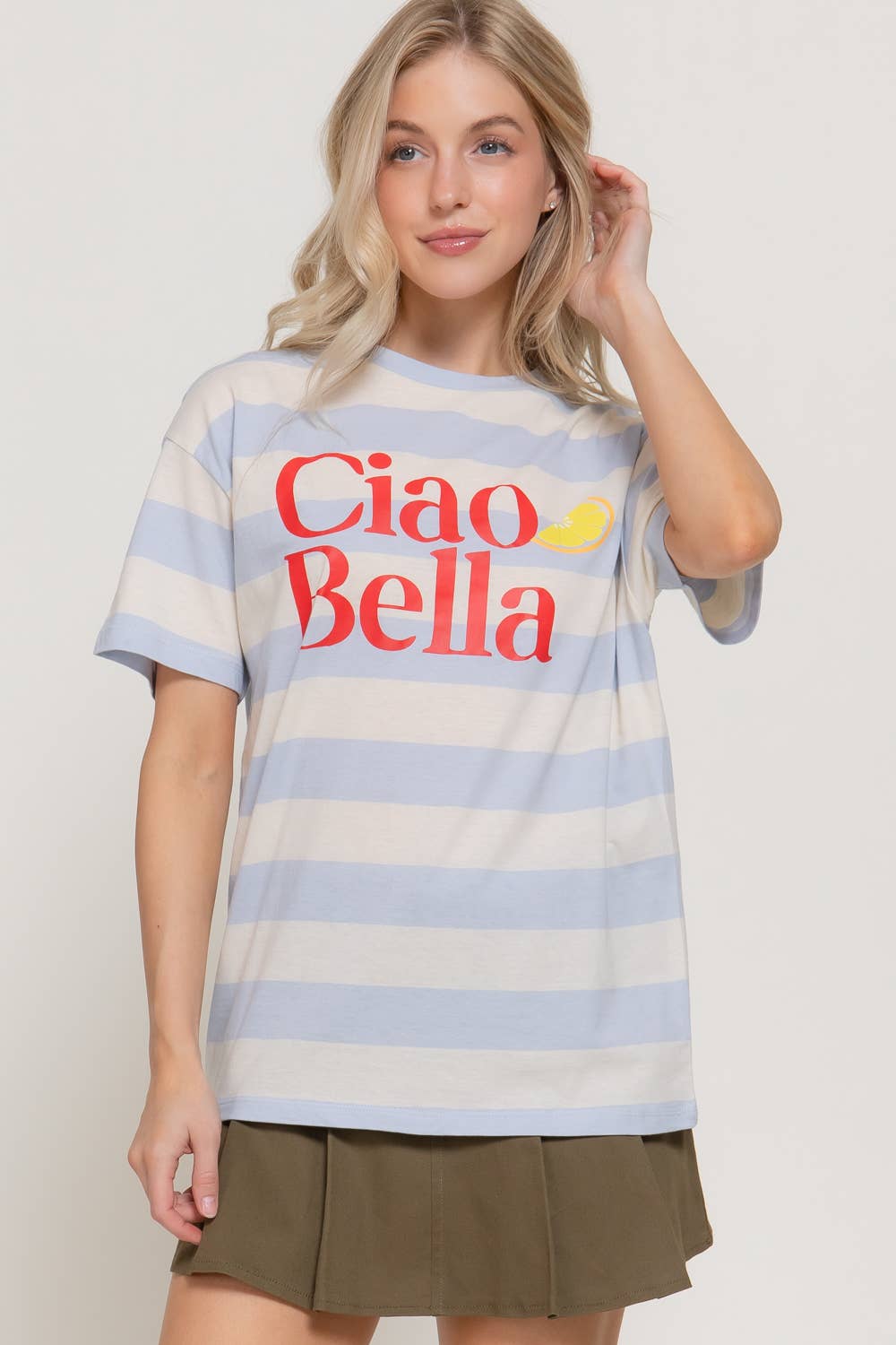 Short Sleeve Striped Graphic T-Shirt